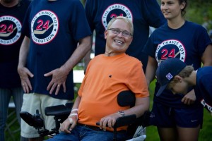 (STAN GROSSFELD/GLOBE STAFF/FILE) Roy greeted supporters in 2013 at the Travis Roy Foundation Whiffle Ball Tournament in Essex, Vt.